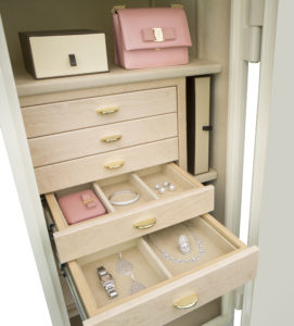 luxury safe interior with jewelry and leather goods