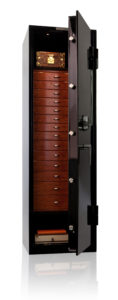 6018 gem safe in black finish with bubinga interior