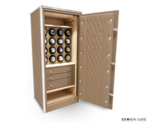 tan leather wrapped man safe 4018