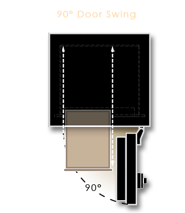 90 door swing