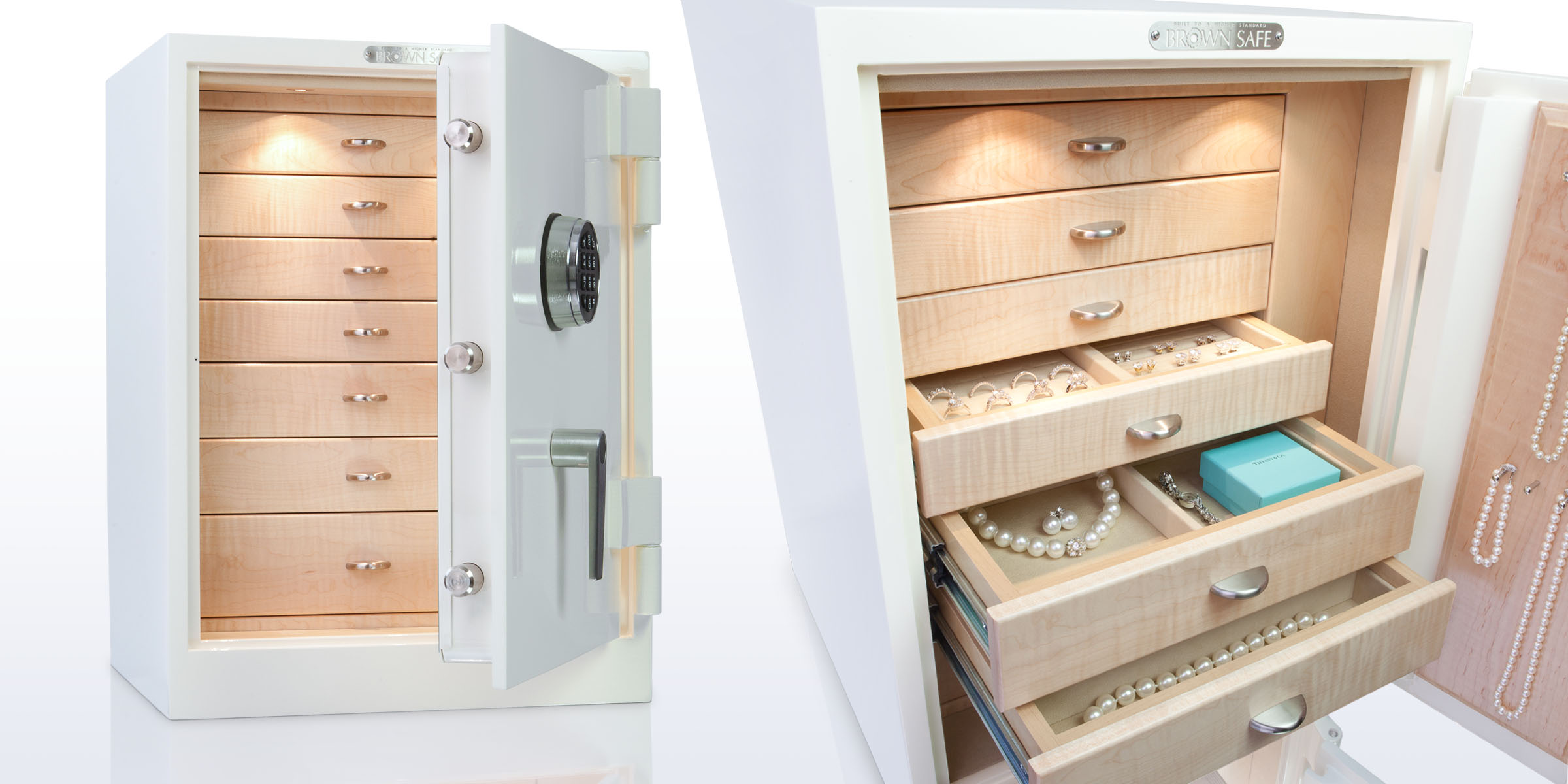 Decorative image of gem model 2418 with gloss white paint and maple jewelry chest