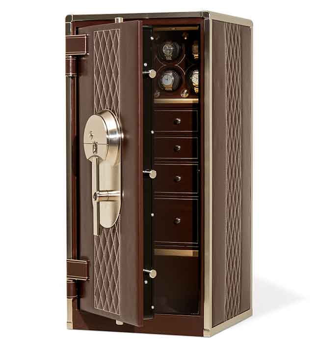 Safe with hinges on the left side so door swings right to left while facing the safe