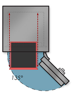 135 degree door swing