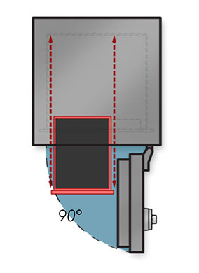 90 degree door swing