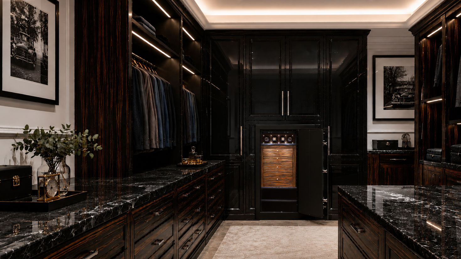 Man Safe 4018 com with macassar ebony in luxury dressing room