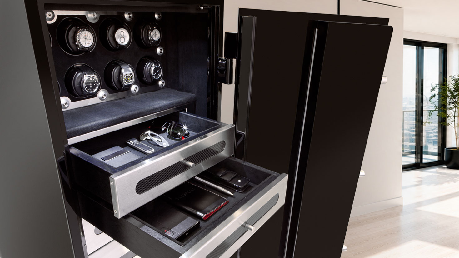 Man Safe 4018 black and stainless in modern interior
