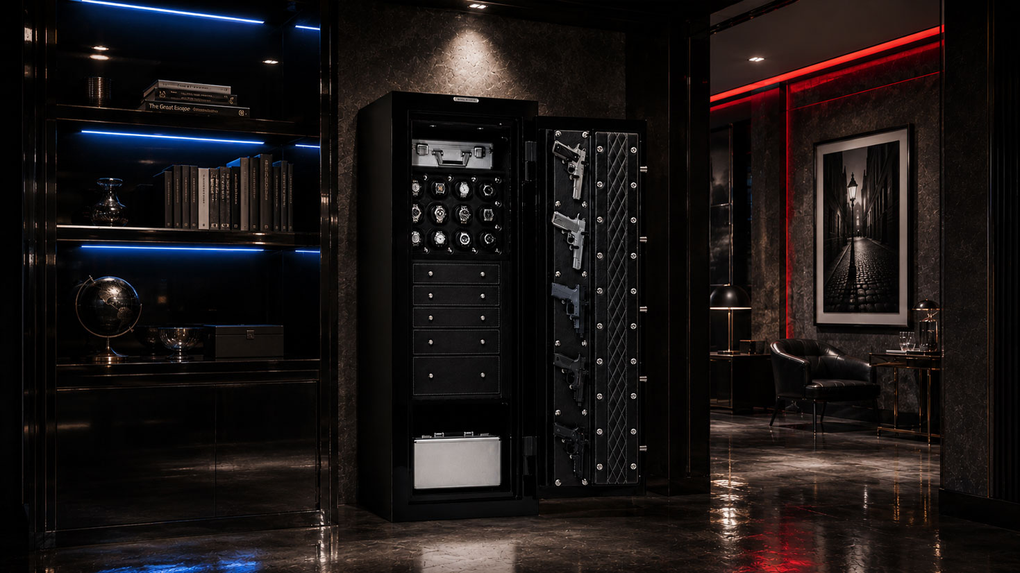Man Safe 6018 luxury watch safe in modern interior space