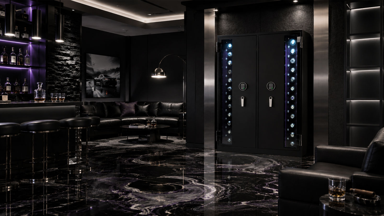 Black and stainless Man Safe 6024 in men's luxury dressing room